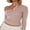 Pink, variant on Rdhnmea Women Long Sleeve T-Shirts Solid Color Oblique Shoulder Shirts