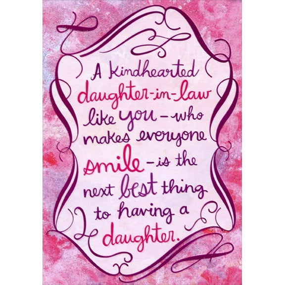 Designer Greetings Kindhearted on Sparkling Pink Border Birthday Card for Daughter-in-Law