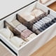 thumbnail image 5 of Separadores de cajones retráctiles transparentes - Organizador de plástico ajustable para cocina, baño, armario - 17,13x3,94x1,57 in - Blanco y negro, 5 of 8