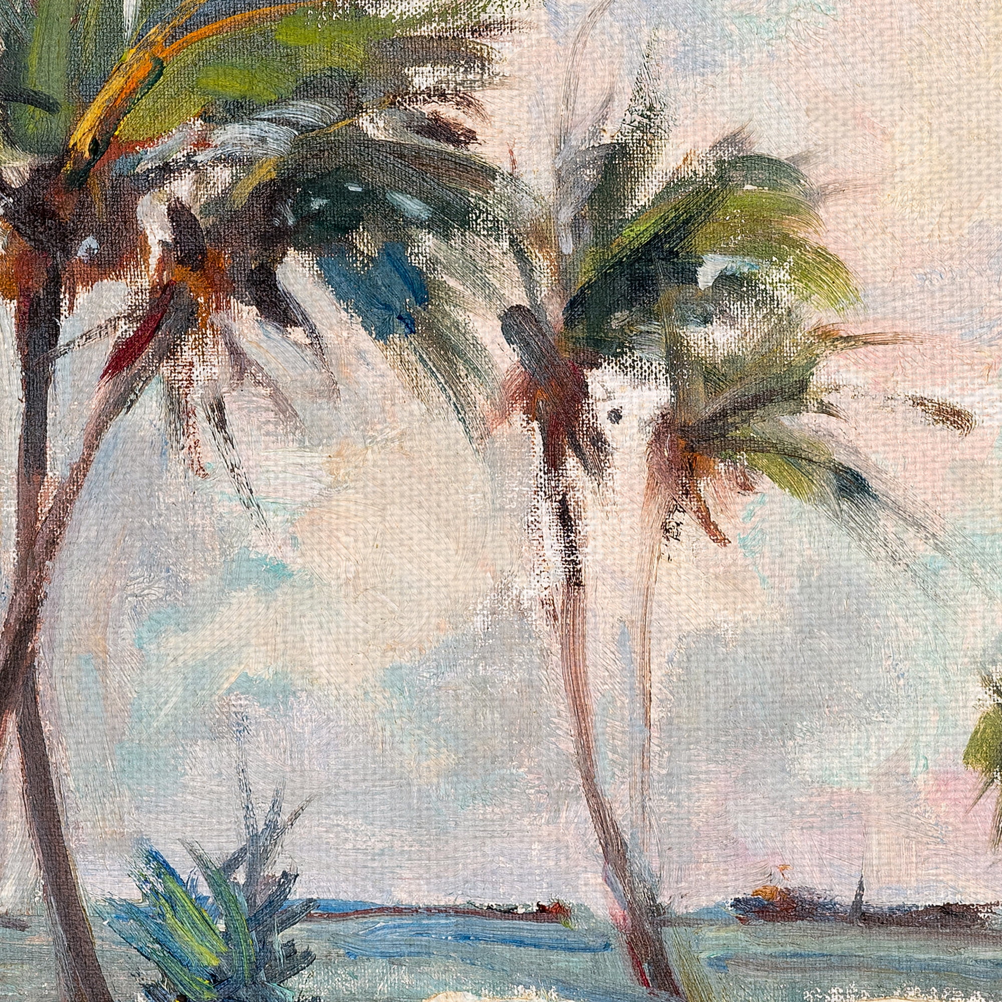 Masterpiece Art Gallery Six Palm Trees by the Sea by Richard A. Rogers Canvas Art Print 24" x 36"