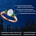thumbnail image 2 of Gem Stone King 18K Rose Gold Plated Silver Green Nano Emerald Ring Set with Moissanite (2.10 Cttw), 2 of 7