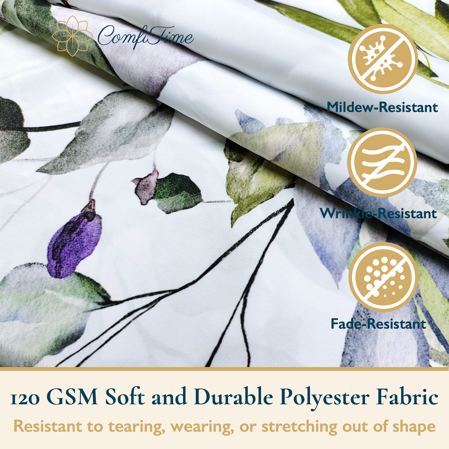 ComfiTime Green Shower Curtain, Hanging Vines, 72x72 photo 3