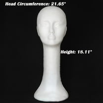 Mairbeon 1 Pack Head Model Long Neck Head Mannequin Foam Female 18Inches Boutique Wig Hat Glasses Display  18 Inches