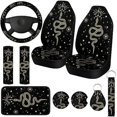 thumbnail image 1 of wonima02 10 Pcs Moon Star Car Seat Covers Full Set Car Accessories for Women Front Seat Cover Steering Wheel Armrest Cover Seat Belt Cover Cup Holder for Auto SUV Interior Decoration (Snake), 1 of 1