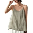thumbnail image 3 of Dazajoo Womens Cotton Linen Camisole Tank Tops V Neck Spaghetti Strap Vest Shirts Summer Sleeveless Solid Color Camis,Gray,M, 3 of 6