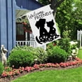 thumbnail image 5 of Bandera AOYEGO Welcome Friends House, 28 x 40 cm, con corte de arpillera y perro, 5 of 5