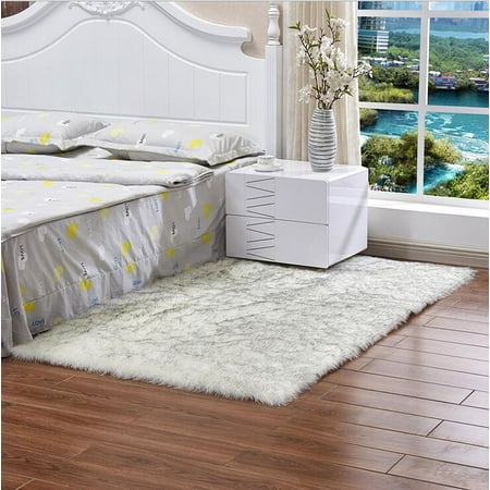 Faux Fur Sheepskin Rug Rectangle Soft Shaggy Carpet Area Rug Floor