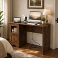 thumbnail image 5 of 43" Computer Desk with Power Outlets & 2 Drawers, Writing Studying Working Desk for Home Office,Rustic Brown, 5 of 5