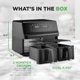 thumbnail image 5 of 4.4QT Dual Basket Air Fryer - Customized Digital Display Electric Oil Free Cooker with Transparent Window (Black), 5 of 7
