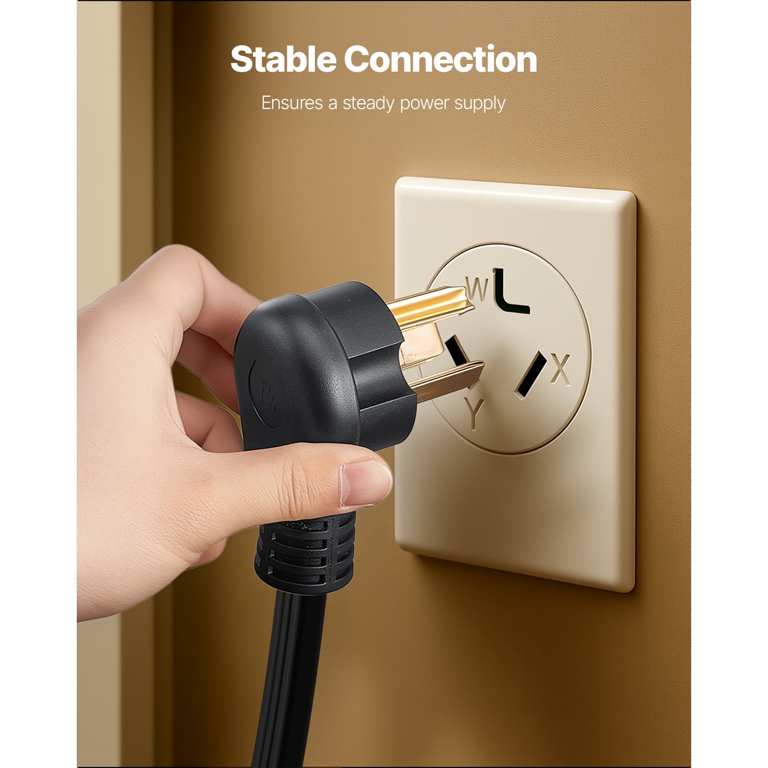 KFFKFF 10 ft Dryer Power Cord, 3-Prong NEMA 10-30P Appliance Cable with Eyelet Connectors, 125V/250V, SDRT 10AWG/3C, 30A, Copper Wire with PVC Tie, Suitable for Indoor & Outdoor Applications
