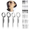 thumbnail image 2 of 4PCS Dangle Earrings Fashion Chain Feather Pattern Hoop Earrings Huggie Earrings, 2 of 10