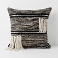 thumbnail image 7 of Ox Bay Faith 18" x 18" Black and Silver Metallic Stripes with Ivory Fringe Cotton Adult Decorative Throw Pillow, 7 of 7