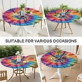thumbnail image 7 of Colorful Rainbow Tie Dye Spiral Pattern Round Fitted Tablecloth with Elastic Edge,Dining Table Cover Waterproof,Outdoor Round Tablecloth for Camping,Dining,Indoor and Outdoor, 7 of 7