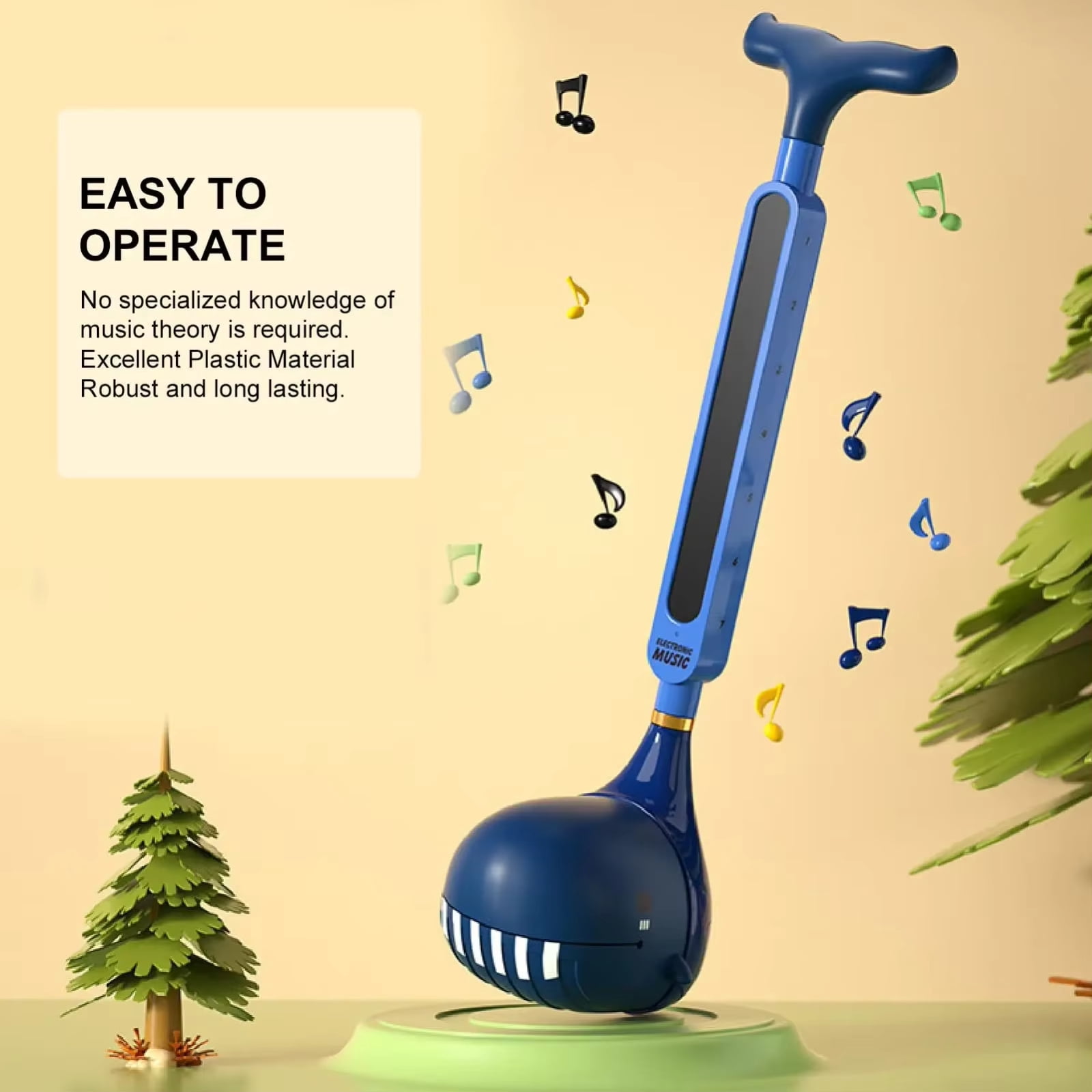 Otamatone Electronic Musical Instrument Synthesizer, Portable Tadpole Piano with 3 Pitches, STEM Music Toy for Kids