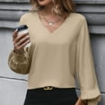 thumbnail image 4 of Womens Summer Tops, Womens Tops, Women's Chiffon Blouse Casual Elegant Tops V Neck Loose Tunic Shirt Fashion Style for Women, 4 of 9