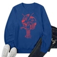 thumbnail image 3 of Cnbwig Pullover Sweatshirt Ladies Tops Graphic Lobster Claw Printed Sweatshirt Cute Funny Hoodless Long Sleeve Crewneck Top Hooded Sweaters Winter Clothes A10-Navy L, 3 of 3