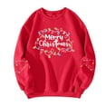 thumbnail image 4 of Women Tops Women's Long Sleeve Sweatshirt Casual Crewneck Loose Fit Pullover Fleece Tops, Christmas Print Design, Comfortable and Warm Apparel,Red,M, 4 of 5