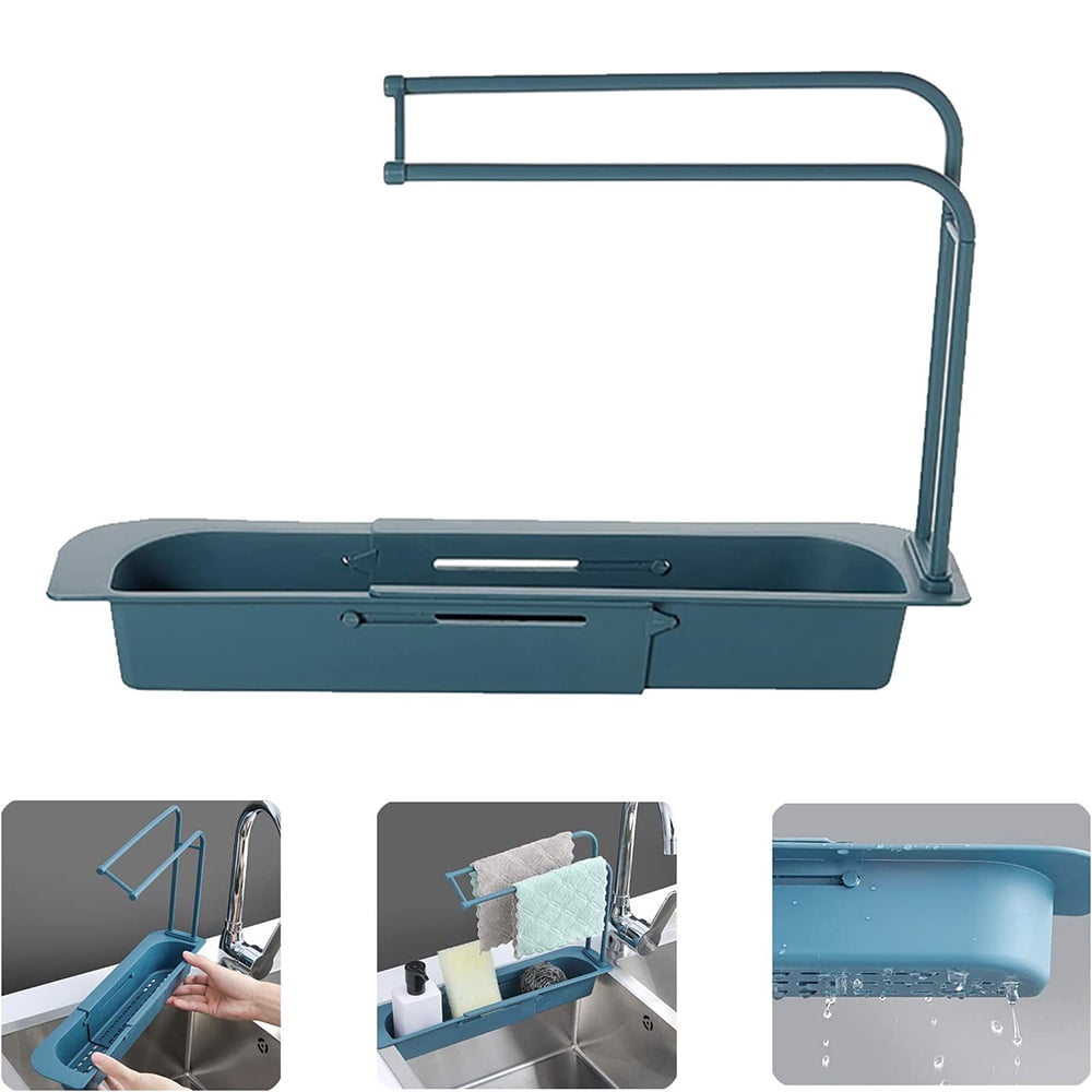 VIVEFOX Kitchen Sink Organizer, Telescopic Sink Holder, Expandable Dish