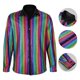 thumbnail image 4 of pstuiky camisas de manga larga para hombre, Camisa blusa informal de manga larga con cuello vuelto y botones de patchwork para hombre Tops casuales para hombres m, 4 of 4