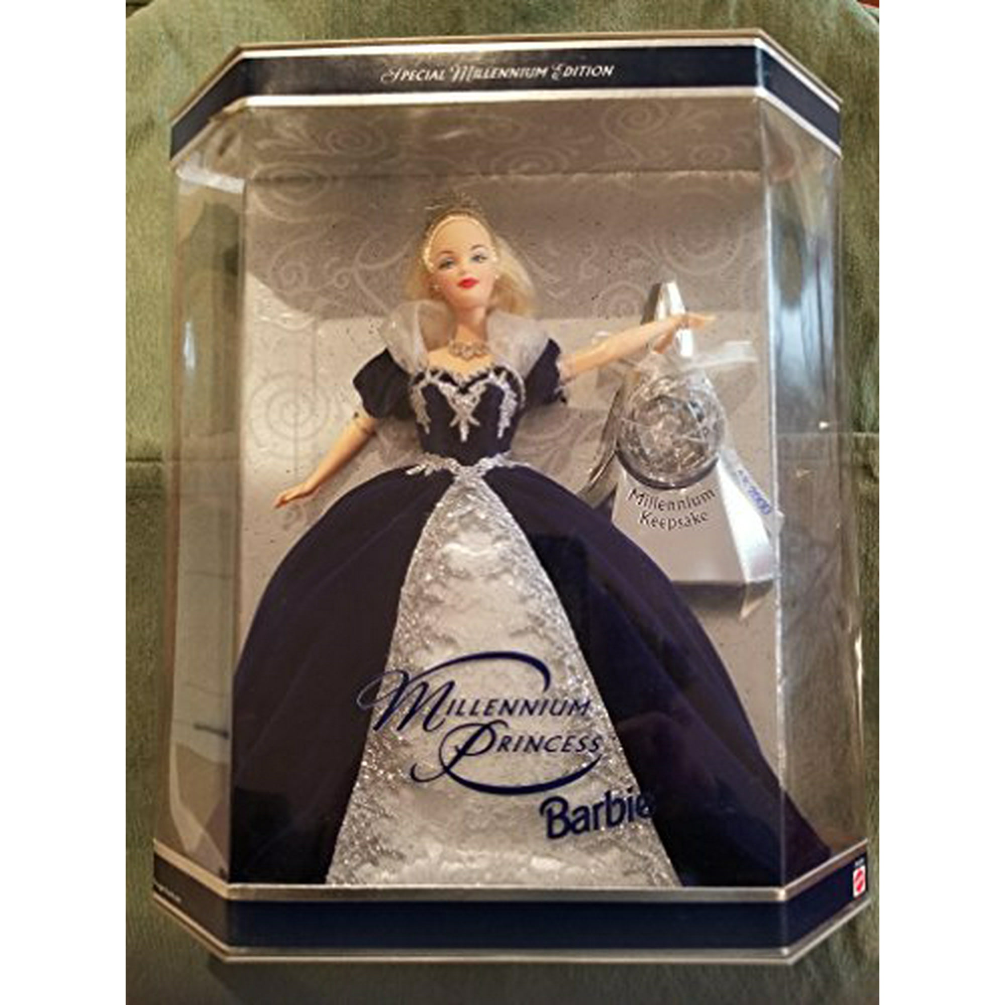 Holiday Barbie Special Edition Millennium Princess Mattel Year 1999 2000 with Swirl Background Inside Box Walmart