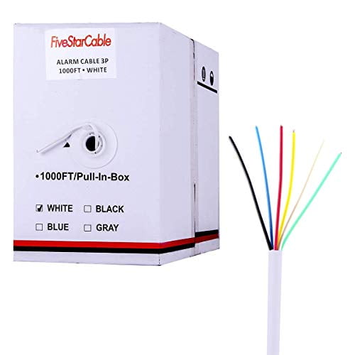 FIVE STAR Cable 22/6 1000 Ft 22AWG 6 Conductors 22-6 Alarm Wire Security Cable Alarm Bulk Cable White
