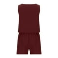 thumbnail image 3 of DDAPJ pyju Womens Summer 2 Piece Outfits Cotton Linen Shorts Set Sleeveless Crop Tank Tops Elastic Waist Shorts Matching Sets Resort Wear Wine M, 3 of 4
