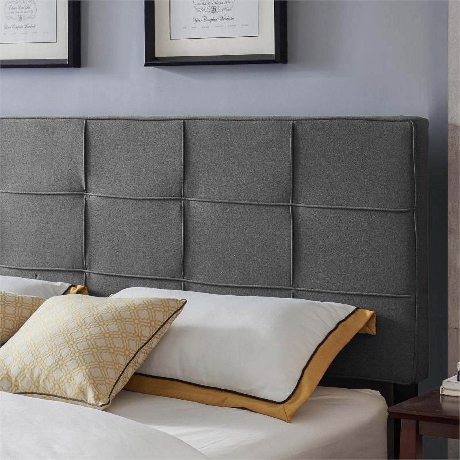 Noble House Abdullah Contemporary Upholstered King/California King Headboard, Charcoal Gray, Black