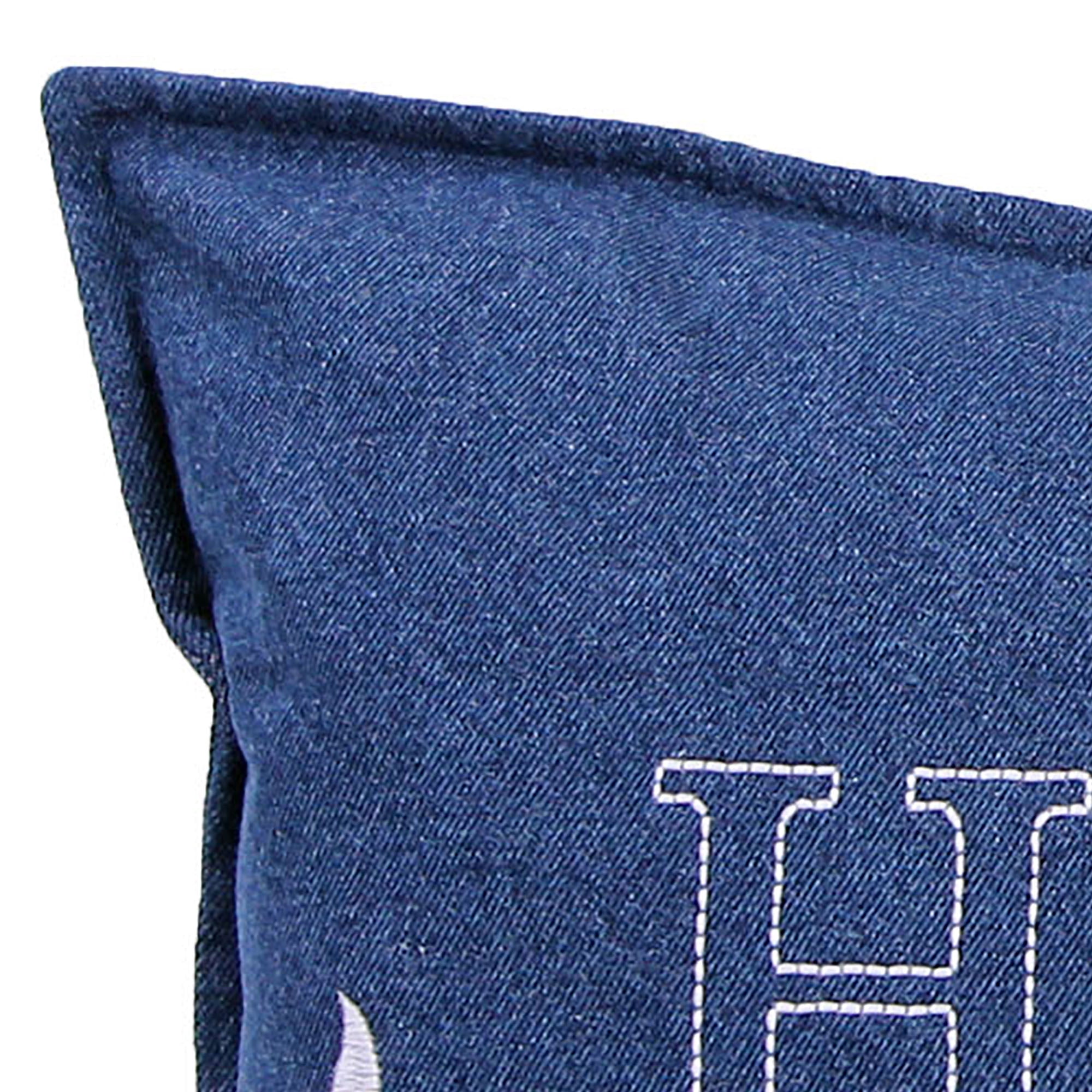 Jordan Manufacturing 20" x 14" Denim Blue Home Sweet Home Novelty Rectangular Reversible Decorative Lumbar Throw Pillow with Flange