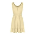 thumbnail image 5 of Maxi Dresses for Women 2025, Fashion Women's Solid Color Sleeveless Round Neck Tank Pleated Mini Dress(Yellow,S), 5 of 6