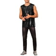 thumbnail image 2 of INSPIRE CHIC Sequin Tank Top for Men's Shiny Glitter Sleeveless Tee Tops Party Disco Metallic Vest XL Black, 2 of 4