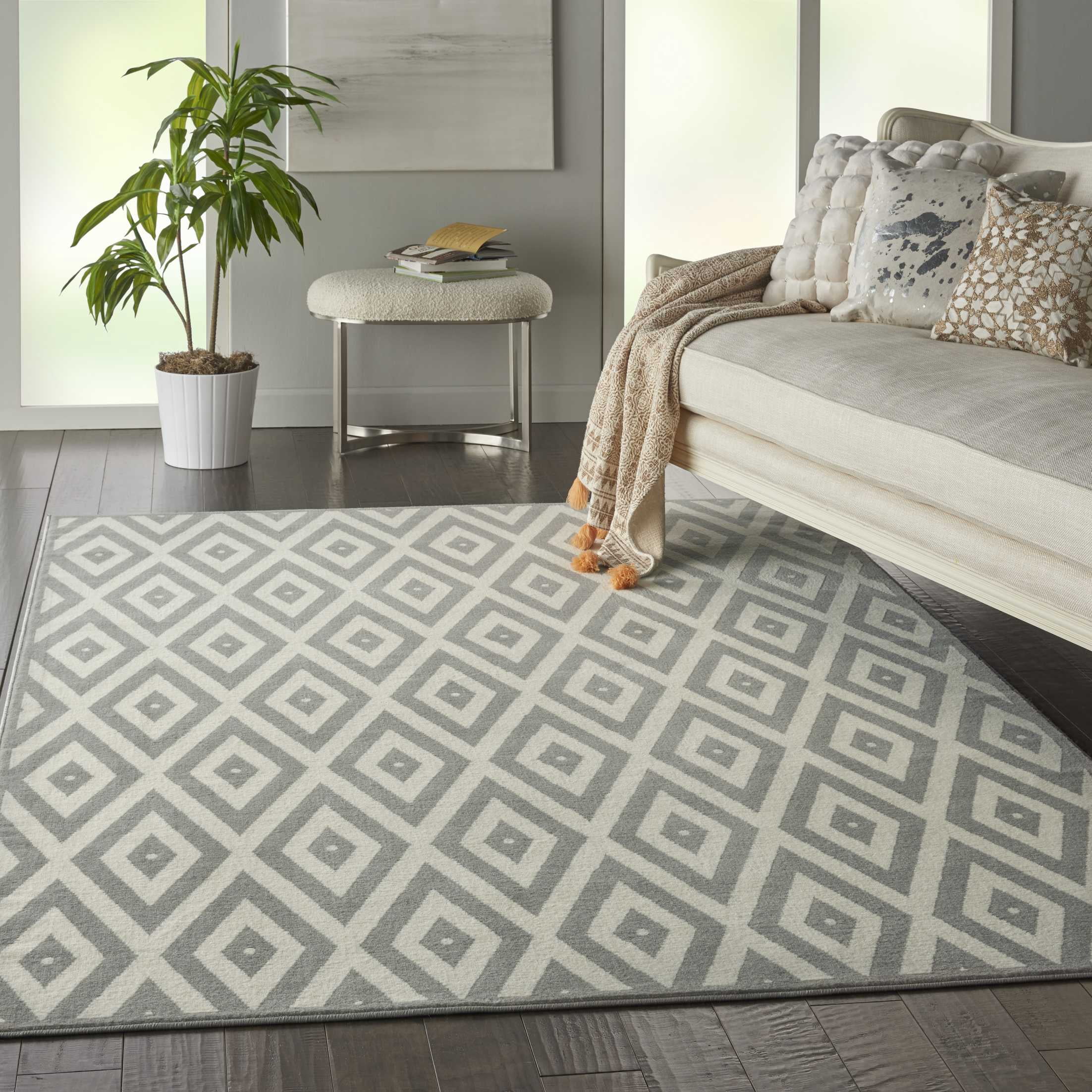 Geometric White/Grey Area Rug by Bellamy Studios