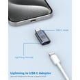 thumbnail image 2 of KOMI Lightning Female to USB C Male Adapter, 2 Pack USB-C Male to Lightning Female Adapter for iPhone 15/15 Pro/15 Pro Max/15 Plus, iPad Pro/Air, Support Fast Charging/Data Transfer, Not for Audio/OTG, 2 of 10