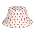 thumbnail image 3 of Daiia Strawberry Pattern Bucket Hat - Trendy Cotton Sun Hat for Beach, Golf, Fishing - Fun Outdoor Vacation Boonie for Men and Women, 3 of 9