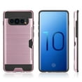 thumbnail image 2 of Luxury Dual Layer Hybrid Wallet Case for Galaxy S10 (Rose Gold) w/ Credit Card ID Slot Holder & Deluxe Stereo Hands-Free Headset - Ultra Lightweight, Button Covers, Shock Absorption, Raised Lip Guard, 2 of 12
