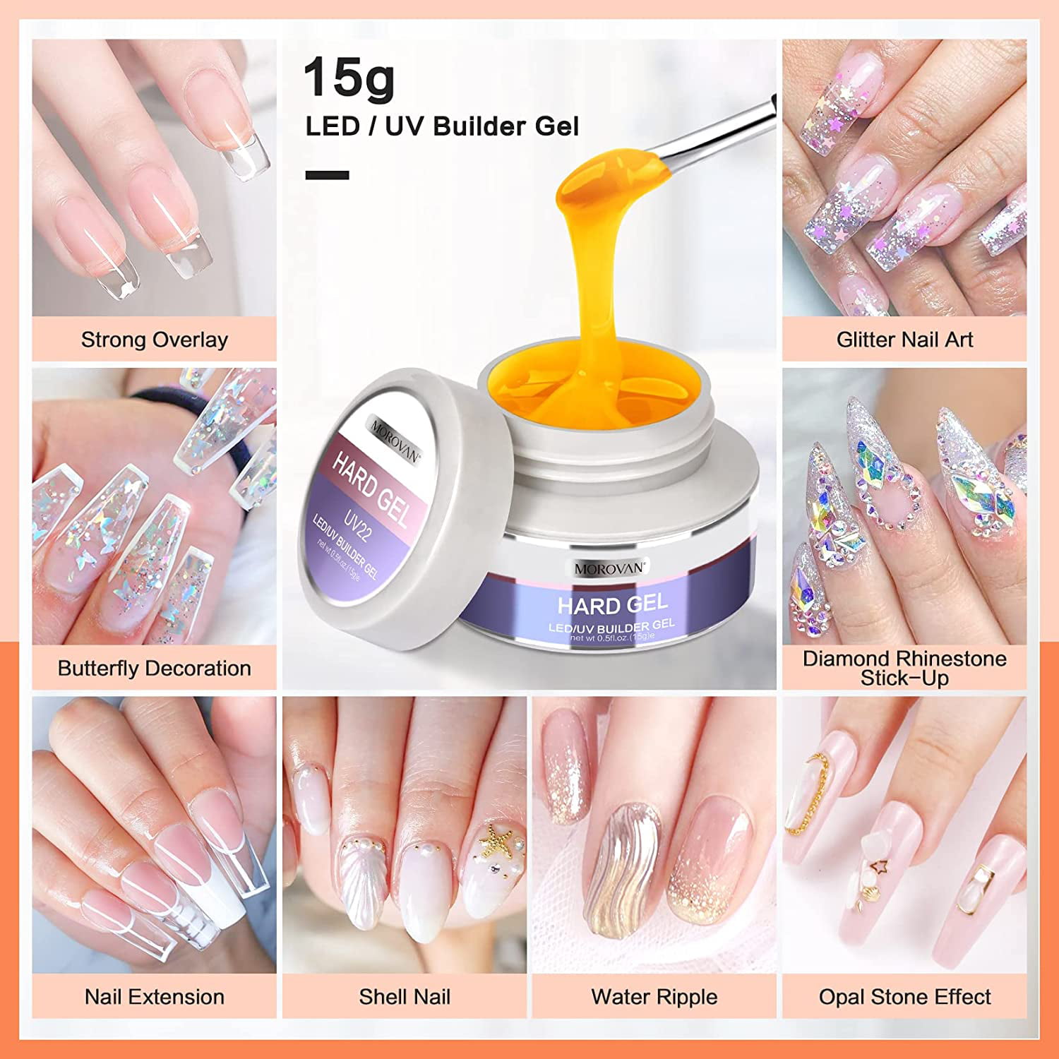 Buy Morovan LED UV Gels Builder Gel Nail Extension Gel Nail Strengthen  Acrylic Gel UV Gel Nail Art Manicure Set with Nail Forms and Dual-use Pen  Nail Art Supplies Online at Low