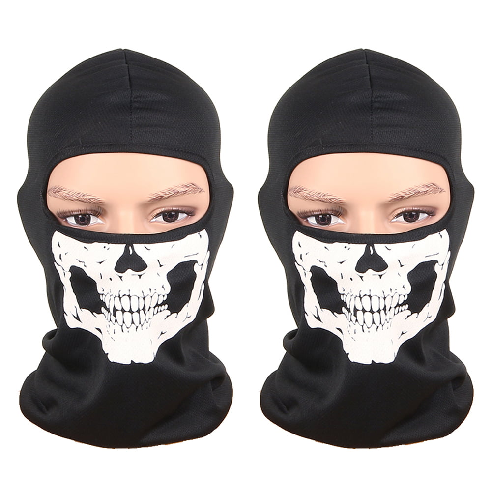 2Pcs Skeleton Ghost Skull Face Mask Sun Shield Neck Gaiter Balaclava Scarf USA 