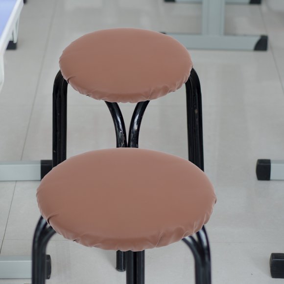 Milisten Funda Para Asiento De Taburete Redondo Marrón De PU Resistente Con Ajuste Elástico Para Uso En Casa