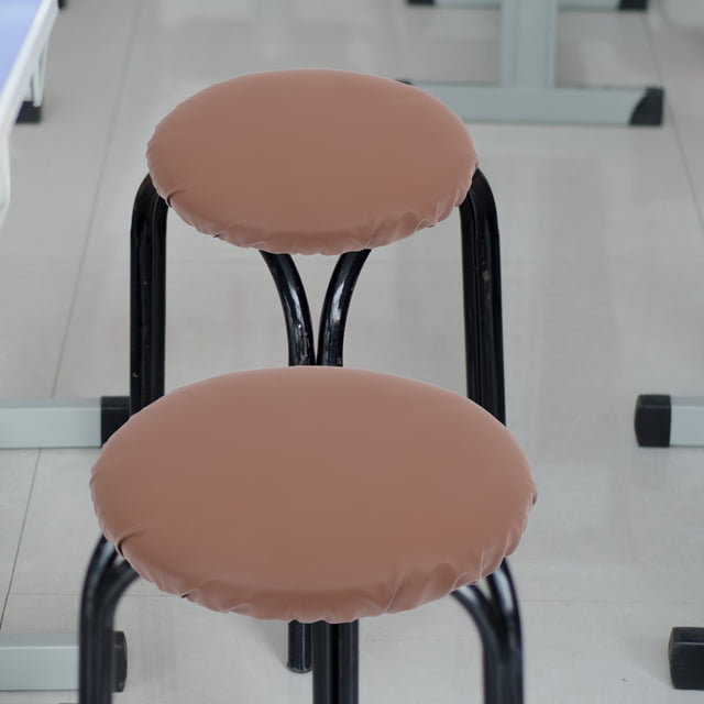 Milisten Funda Para Asiento De Taburete Redondo Marrón De PU Resistente Con Ajuste Elástico Para Uso En Casa
