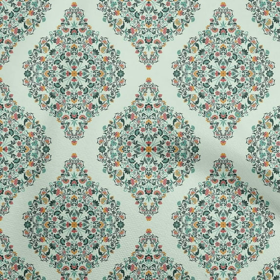 oneOone Rayon Dusty Teal Green Fabric Asian Paisley Floral Sewing Craft Projects Fabric Prints By Yard 56 Inch Wide
