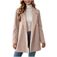 thumbnail image 6 of QIYAGBSA Coats for Women Wool Blend Notched Collar Button Front Loose Fit Long Sleeve Winter Outerwear for Fall and Winter Everyday Wear, 6 of 9