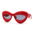 thumbnail image 2 of Womens Bold Balloon Bloated Thick Rim Oversize Cat Eye Sunglasses Red Black, 2 of 4