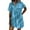 Blue, variant on Dresses for Women Summer Solid Color V-Neck Mid-Length Dress Leisure Slim Fit Short Sleeve Sundresses