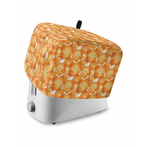 Fsddascl Spring Floral Toaster Cover 2 Slice, Small Kitchen Appliance Covers, Orange Country Retro Botanical Pastoral Toaster Oven Cover with Loop, Bread Machine Cover Polyester Dust Cover