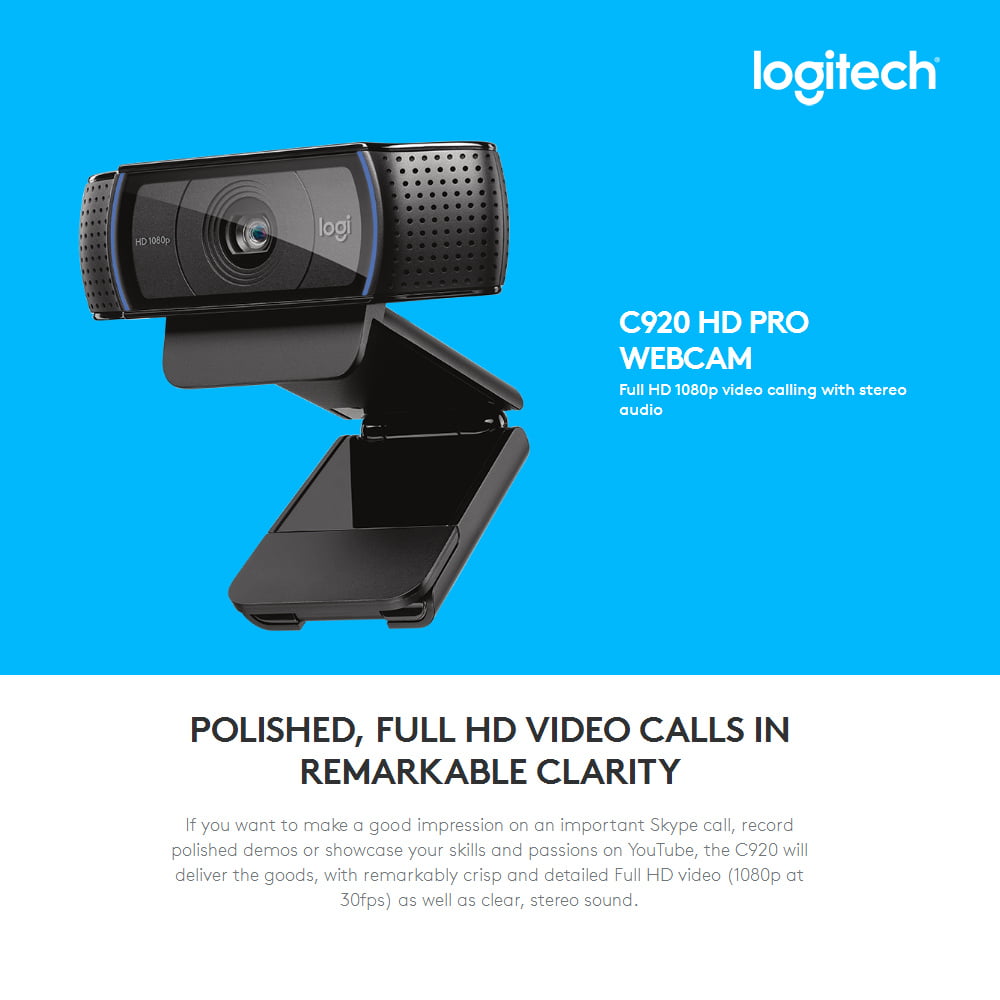 Logitech C920 HD Pro Webcam Video Recording Usb Camera HD Smart 1080p 30FPS Web Camera for Computer Desktop Laptop Webcam - Walmart.com