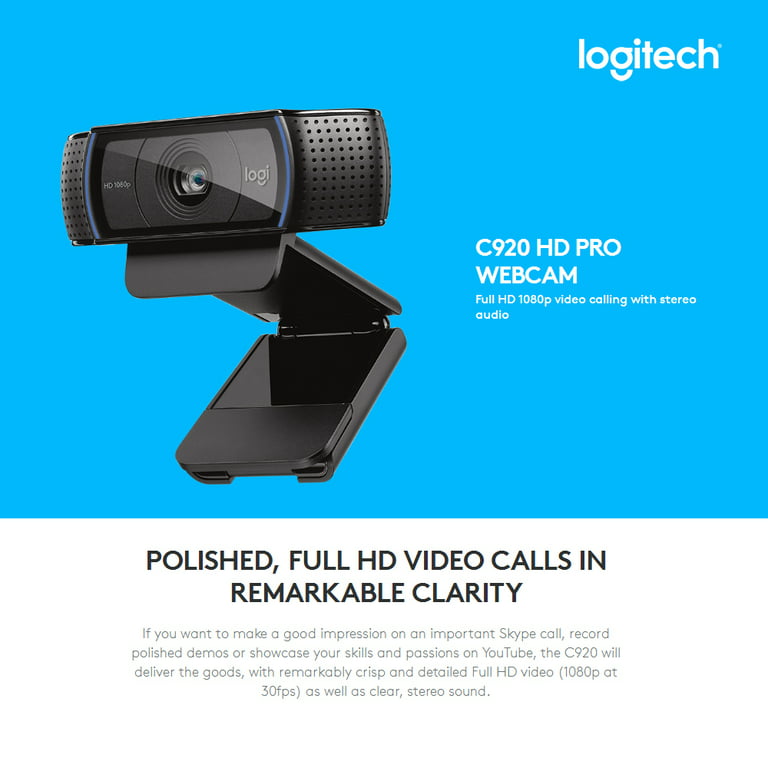 Cámara web HD PRO Logitech C920, vídeo 1080p con audio estéreo