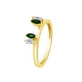 thumbnail image 2 of Marquise Shape Simulated Green Emerald & Cubic Zirconia Enhancer Guard 10k Yellow Gold Ring Size - 9, 2 of 3