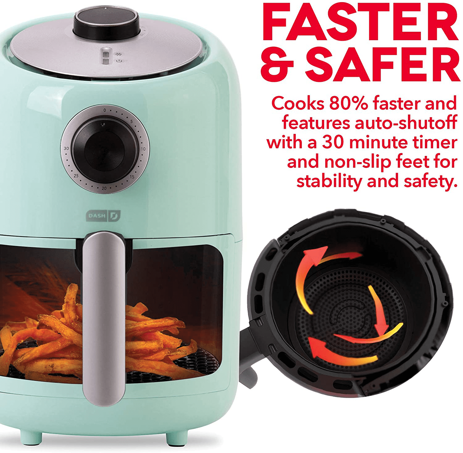  DASH Deluxe Electric Air Fryer with Temperature Control, 6qt -  White & DASH Quick-Read Meat Thermometer, Waterproof Kitchen and Outdoor  Food Cooking Thermometer with Digital LCD Display - White: Home 
