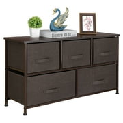 HomGarden Modern 2-Tier Storage Dresser W/5-Drawers, Wide Chest Fabric Organizer Furniture Brown