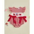 thumbnail image 2 of Okbabeha ewborn Baby Girls 4th of July Outfits Fourth of July Bubble Romper USA Flag Embroidery Bodysuits Summer Independence Day Clothes, 2 of 7