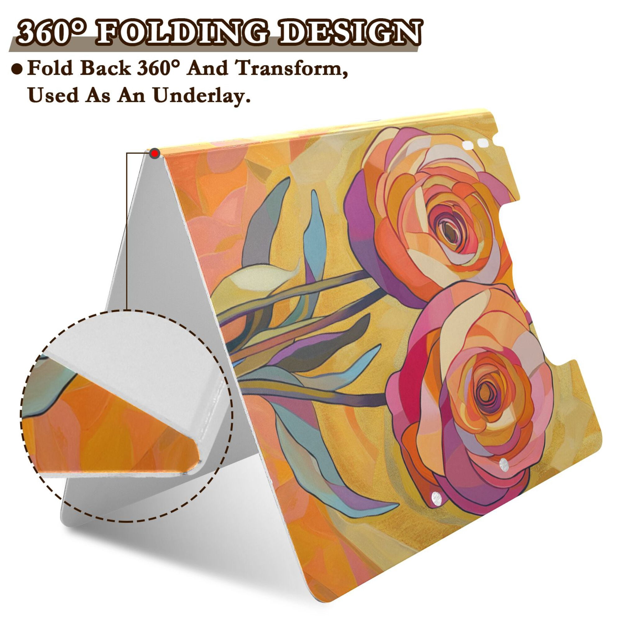FORMRS A4 Clipboard Folder with Pen Holder Horizontal Foldable School Office Binder, Purple Abstract Floral